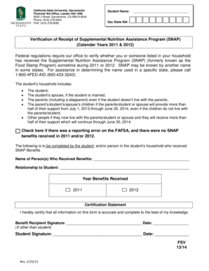 California SNAP Verification Form