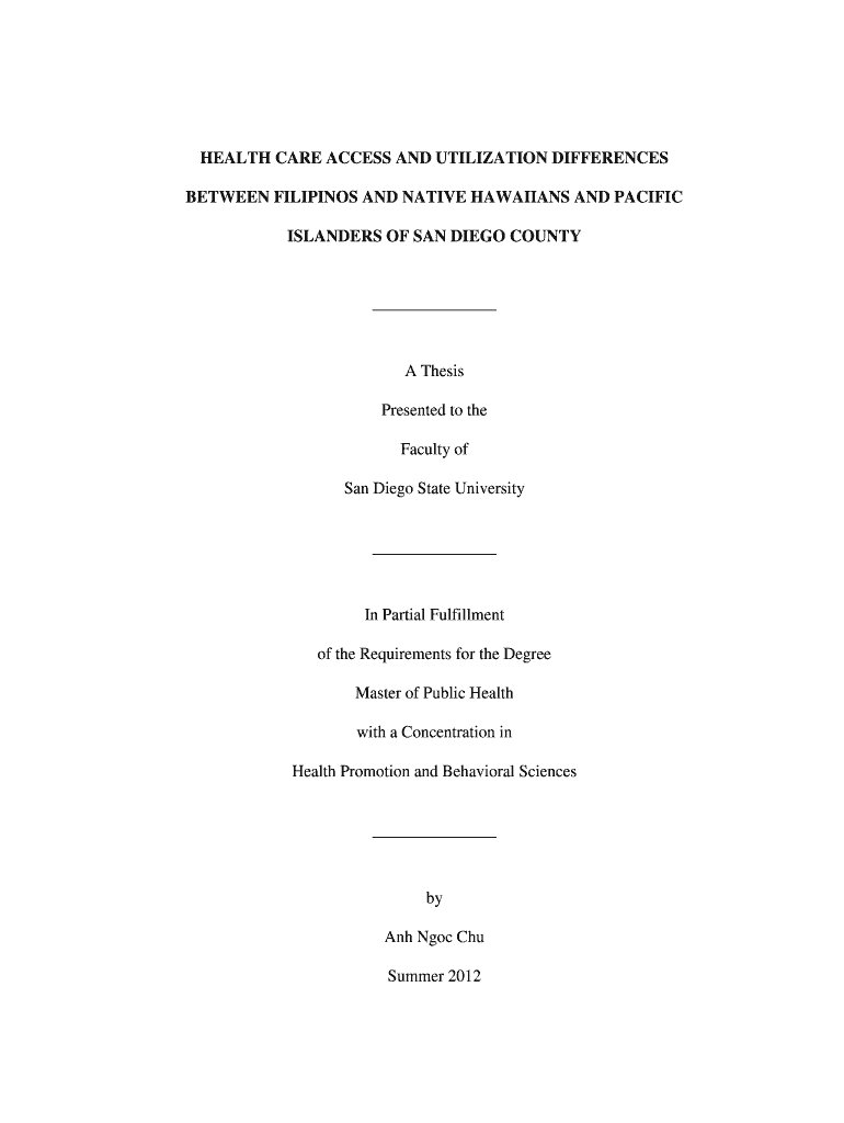HEALTH CARE ACCESS AND UTILIZATION DIFFERENCES - sdsu-dspace calstate Preview on Page 1