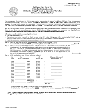 California 403(b) Catch-Up Calculation Worksheet