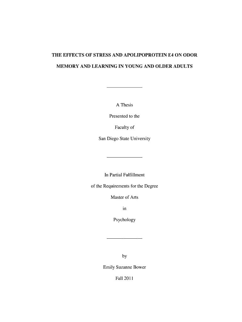 THE EFFECTS OF STRESS AND APOLIPOPROTEIN 4 ON ODOR MEMORY AND LEARNING IN YOUNG AND OLDER ADULTS Preview on Page 1