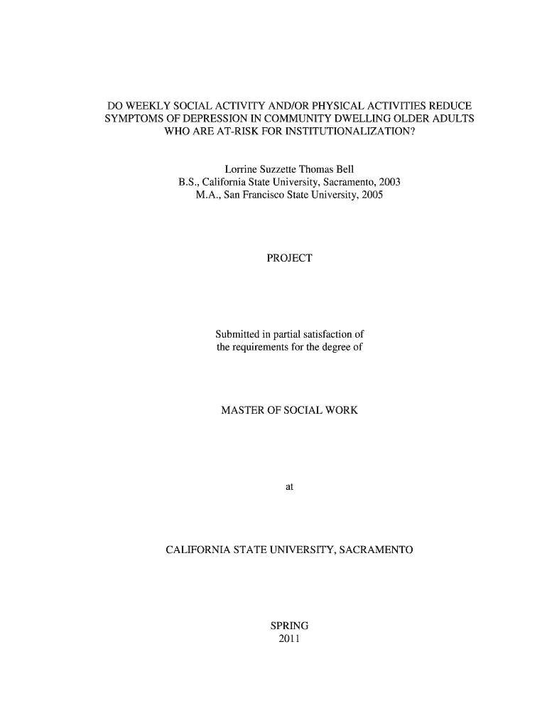 DO WEEKLY SOCIAL ACTIVITY ANDOR PHYSICAL ACTIVITIES REDUCE SYMPTOMS OF DEPRESSION IN COMMUNITY DWELL Preview on Page 1