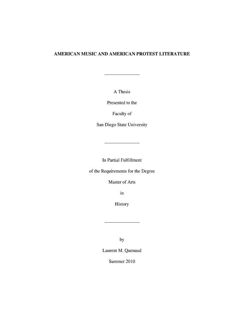 AMERICAN MUSIC AND AMERICAN PROTEST LITERATURE - sdsu-dspace calstate Preview on Page 1