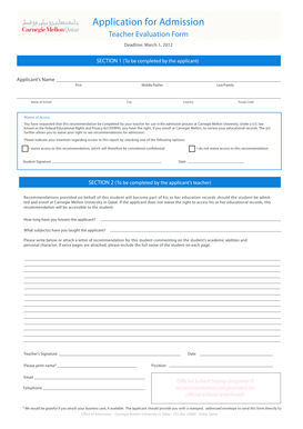 Carnegie Mellon University Admission Application
