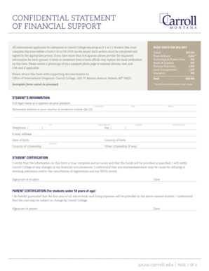 All international applicants for admission to Carroll College requiring an F-1 or J-1 Student Visa must complete this form before a Form I-20 or DS-2019 can be issued - carroll