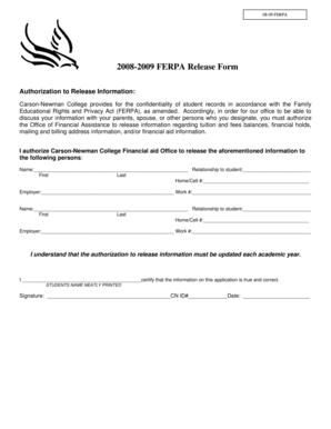2008-2009 FERPA Release Form