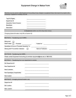 Equipment issue form template - change of status form