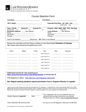 Course Selection Form