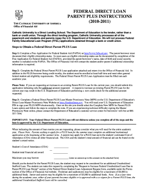 Federal Direct Parent PLUS Loan Application
