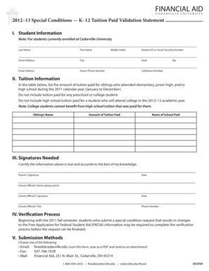 K–12 Tuition Paid Validation Statement