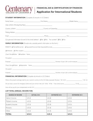 Financial Aid Certification Form