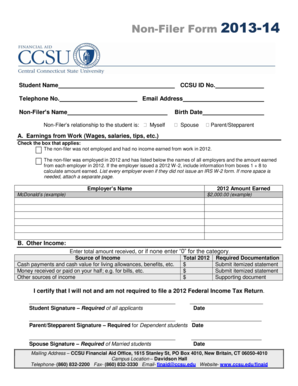 Non-Filer Form 2013-14