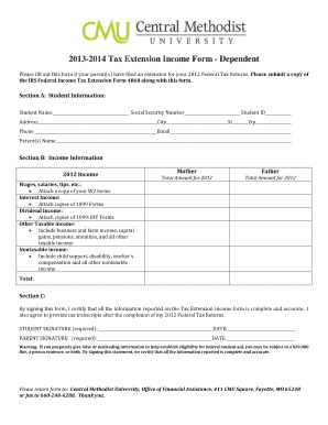2012 Tax Extension Income Form