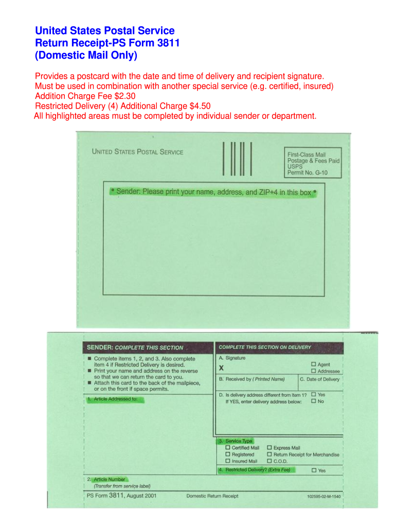 Ps Form 3811 Fill Online Printable Fillable Blank PdfFiller