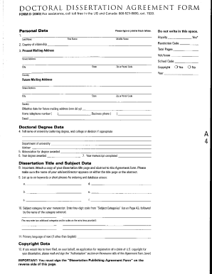 Doctoral Dissertation Agreement Form