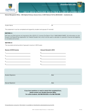 2011-2012 Spouse Non-Tax Filer Statement