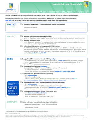 2011-2012 Student Finance Checklist