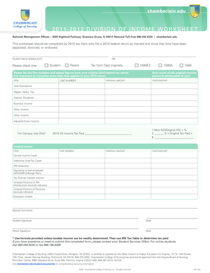 2010 Division of Income Worksheet