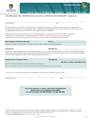 Parent Asset Verification Form