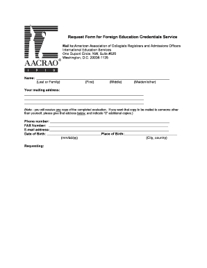 Foreign Education Credentials Request Form