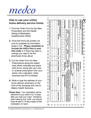 Medco Health Home Delivery Pharmacy Service Forms