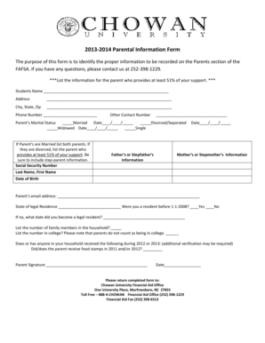 2013-2014 Parental Information Form