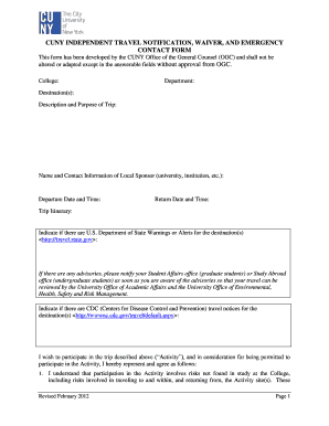 CUNY Independent Travel Waiver Form