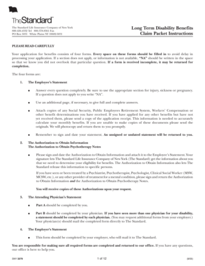 Standard Life Insurance Long Term Disability Claim Packet