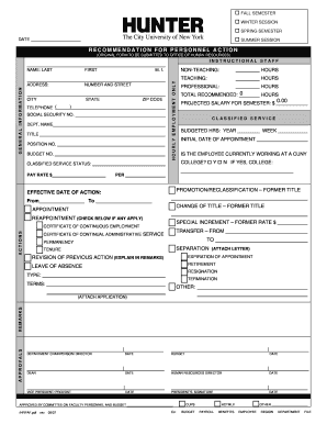 personnel action form tennessee tech