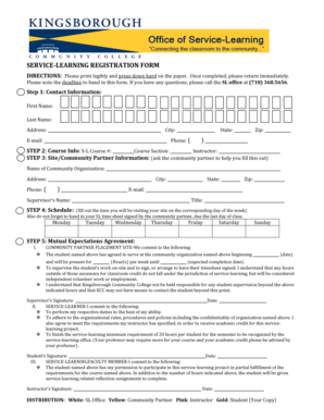 Service-Learning Registration Form