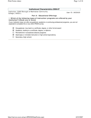 Institutional Characteristics Form 2006-07