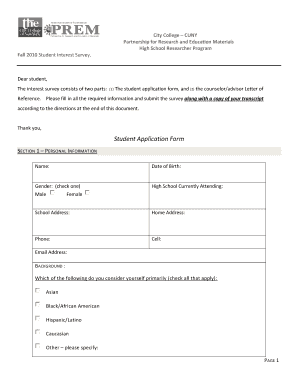 Student interest form.pdf - PREM - CUNY - prem ccny cuny