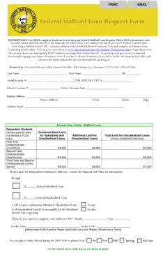 Federal Stafford Loan Request Form