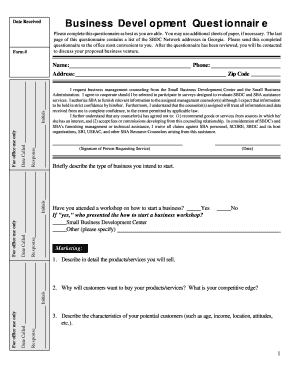 Business Development Questionnaire