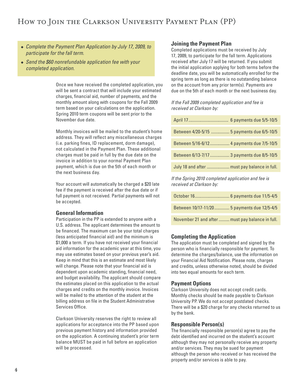 Clarkson University Payment Plan Application
