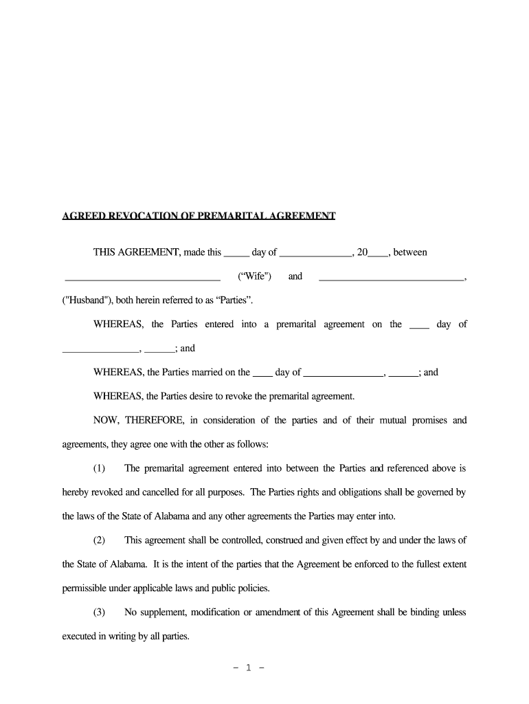 revocation of prenuptial agreement form Preview on Page 1