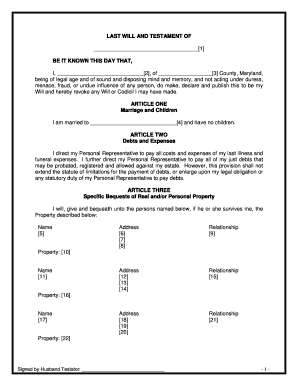 Maryland Mutual Wills package with Last Wills and Testaments for Married Couple with No Children