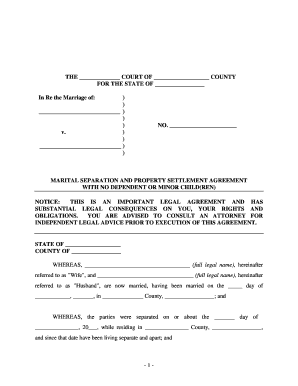Template For Separation Agreement from www.pdffiller.com