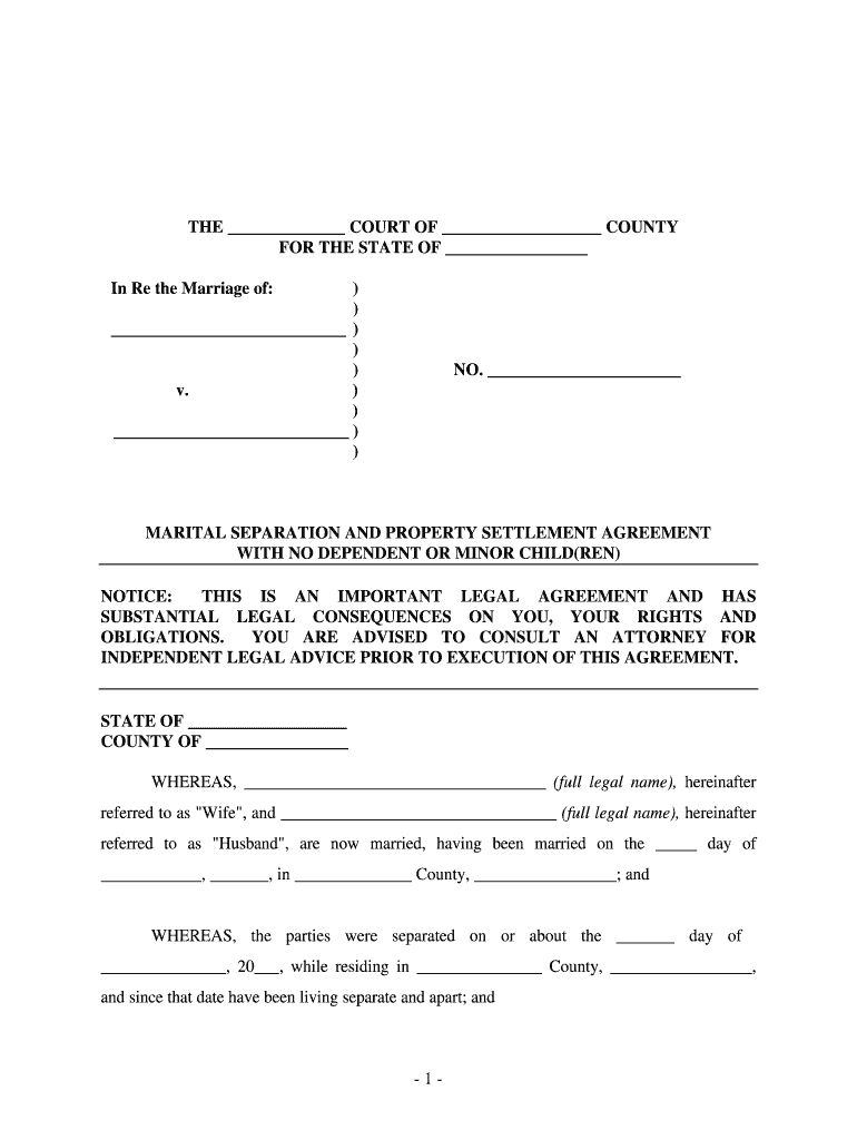 Legal Separation Agreement - Fill Online, Printable, Fillable Pertaining To free marriage separation agreement template