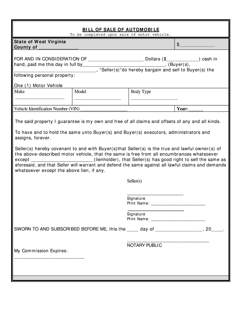 How To Write A Bill Of Sale For A Car In Virginia Fill Online 