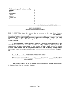 Georgia Quitclaim Deed by Two Individuals to Husband and Wife