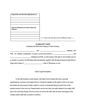 Minnesota Warranty Deed for Husband and Wife Converting Property from Tenants in Common to Joint Tenancy