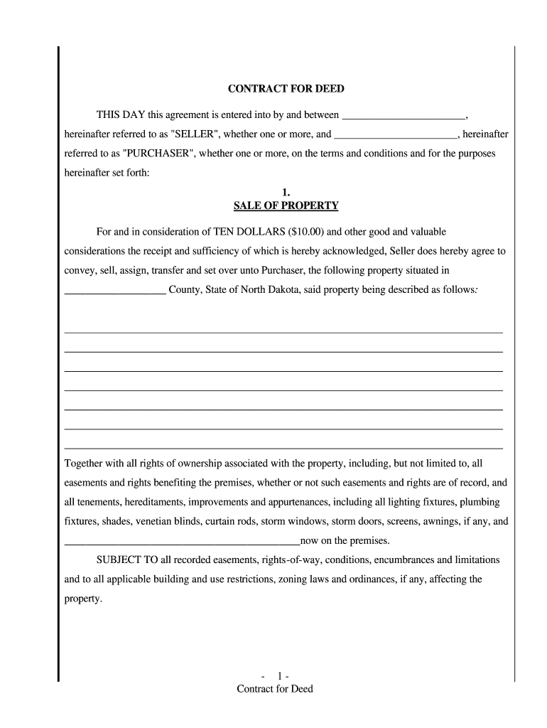 Nd Contract For Deed Laws Fill Online Printable Fillable Blank