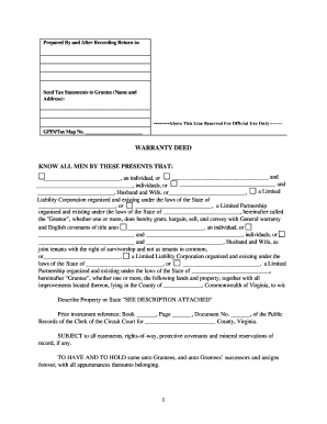 Virginia Warranty Deed for Limited Partnership or LLC is the Grantor, or Grantee