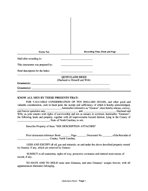 Recording Time, Book and Page Excise Tax Mail after recording to: This instrument was prepared by: Brief description for the Index: QUITCLAIM DEED (Husband to Himself and Wife) Grantor(s): Grantee(s): KNOW ALL MEN BY THESE PRESENTS THAT: