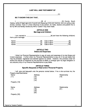 South Dakota Legal Last Will and Testament for Married person with Minor Children from Prior Marriage