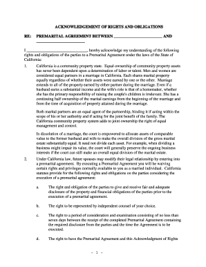 acknowledgement of premarital form