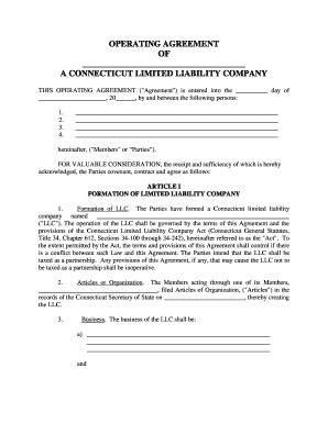 Connecticut LLC Operating Agreement