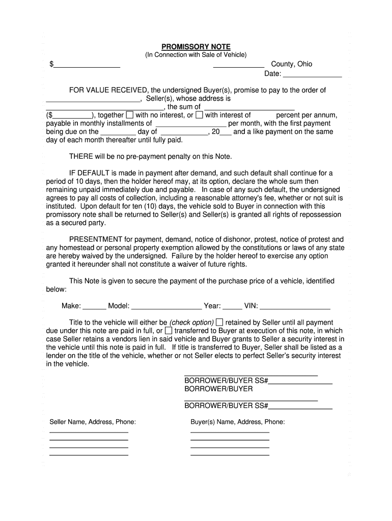 Indiana Reassignment Form - Fill Online, Printable, Fillable For Auto Promissory Note Template