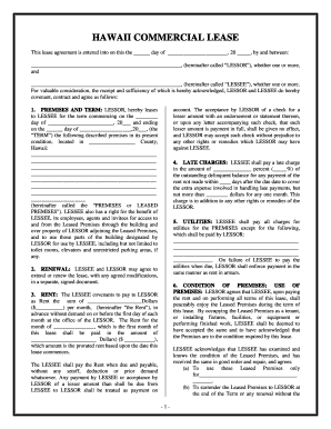 Hawaii Commercial Building or Space Lease