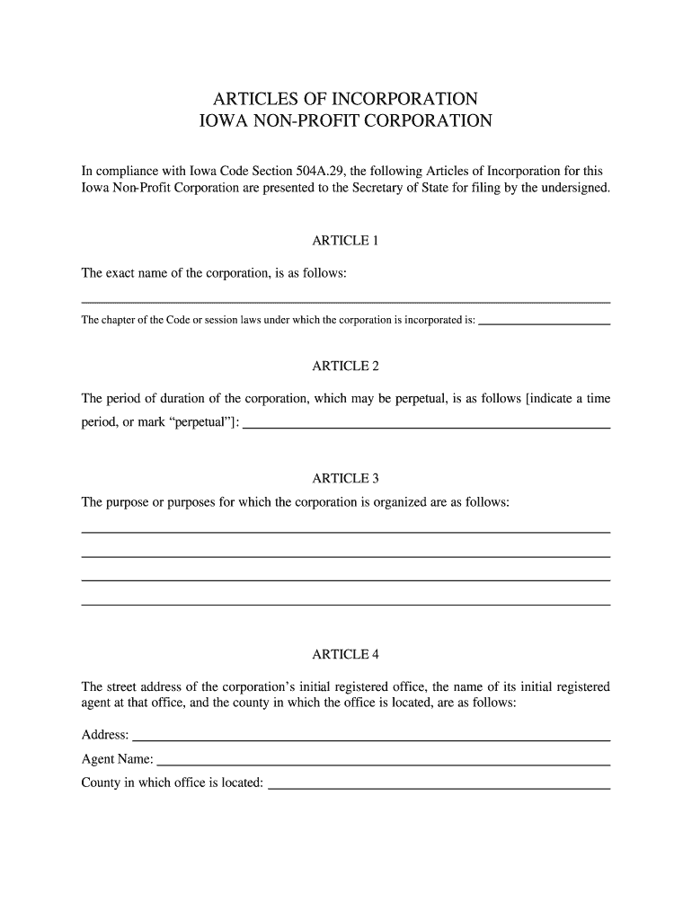 Free Nonprofit Articles Of Incorporation Template